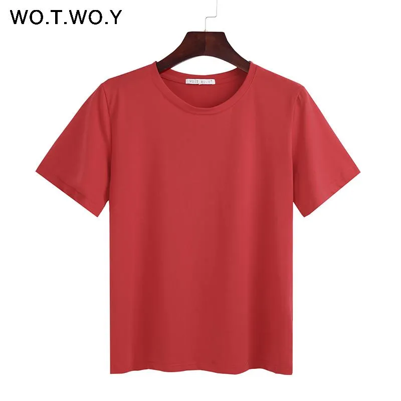 2018 Summer Cotton T Shirt Women Loose Style Solid Tee Shirt Female Short Sleeve Top Tees O-Neck T-shirt Women