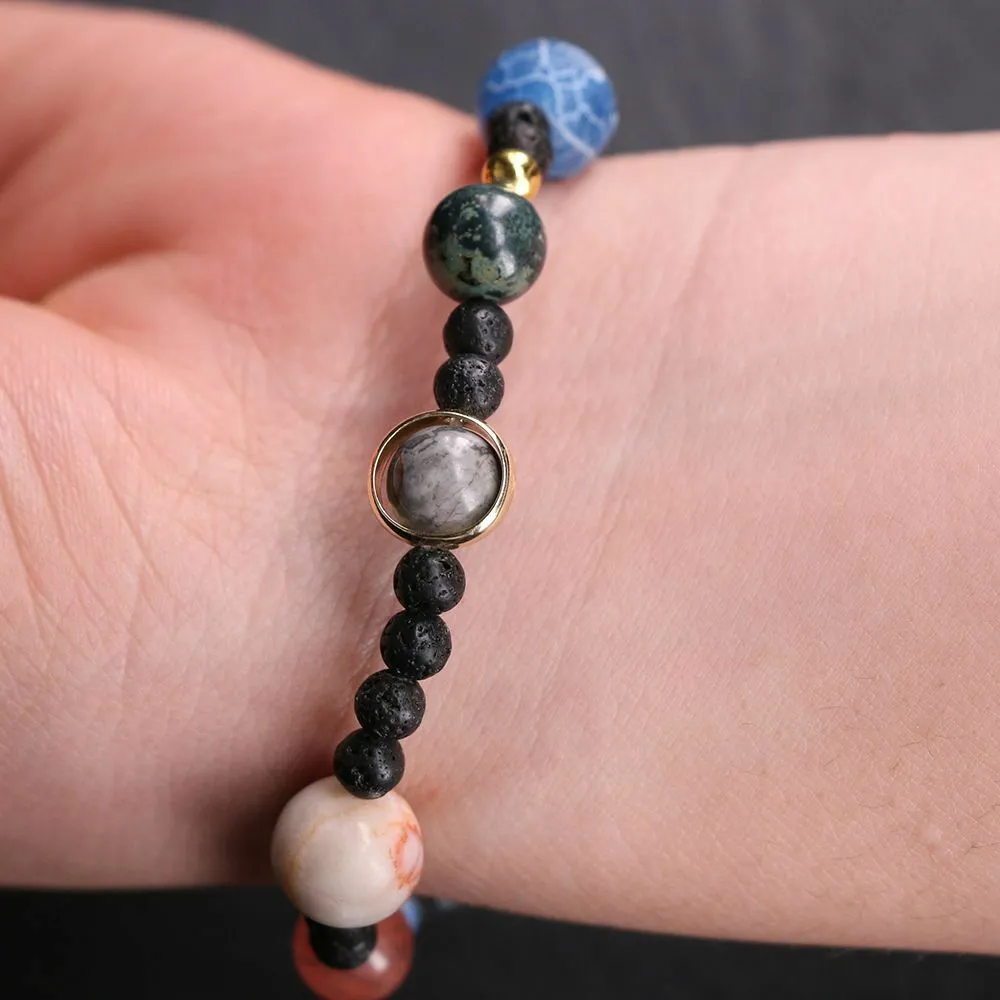 Wholesale-s Handmade Solar System Universe Galaxy Nine Planets Bead Bracelet Wristband for Women Fashion Jewelry