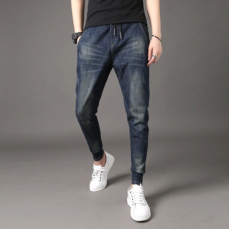 Nuovi jeans da uomo di marca Moda 2019 Pantaloni a vita alta in denim casual Pantaloni stile harem Giovane uomo Slim Fit Tutti i pantaloni jeans da uomo Vestiti 36