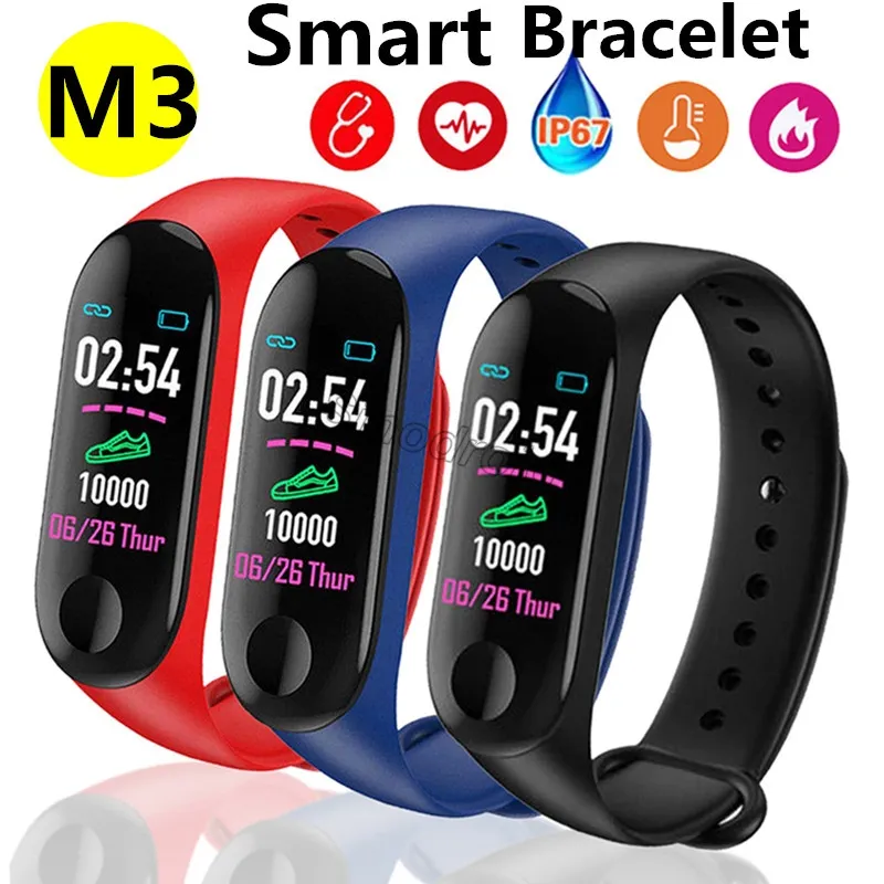 Nouveau Bracelet intelligent M3 IP67 montre de Fitness étanche Bluetooth Smartband bracelets de santé Fitness Tracker bande intelligente