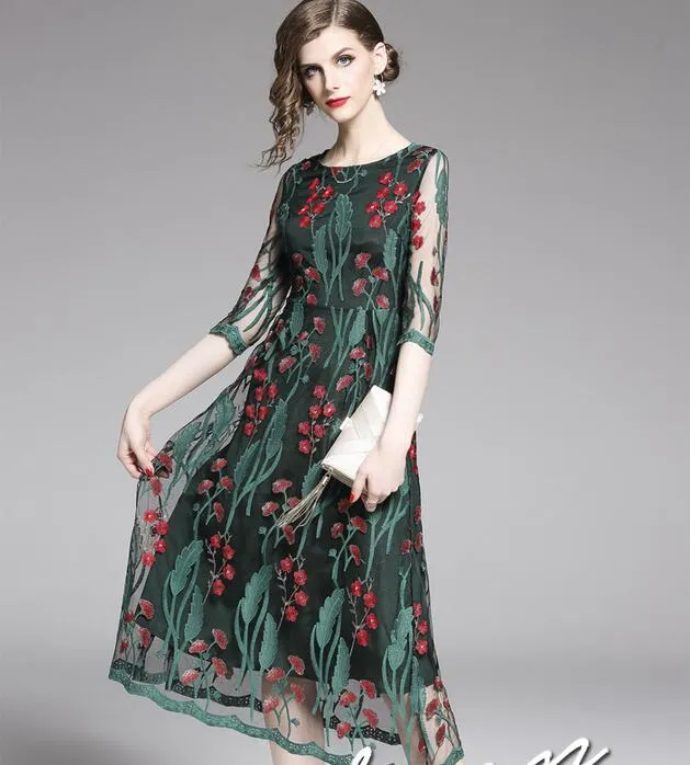 green dress shoe ideas Gothic Plus Size Flowers Leaf Print Split Midi Dress Black / 6X Plus Size main image 0