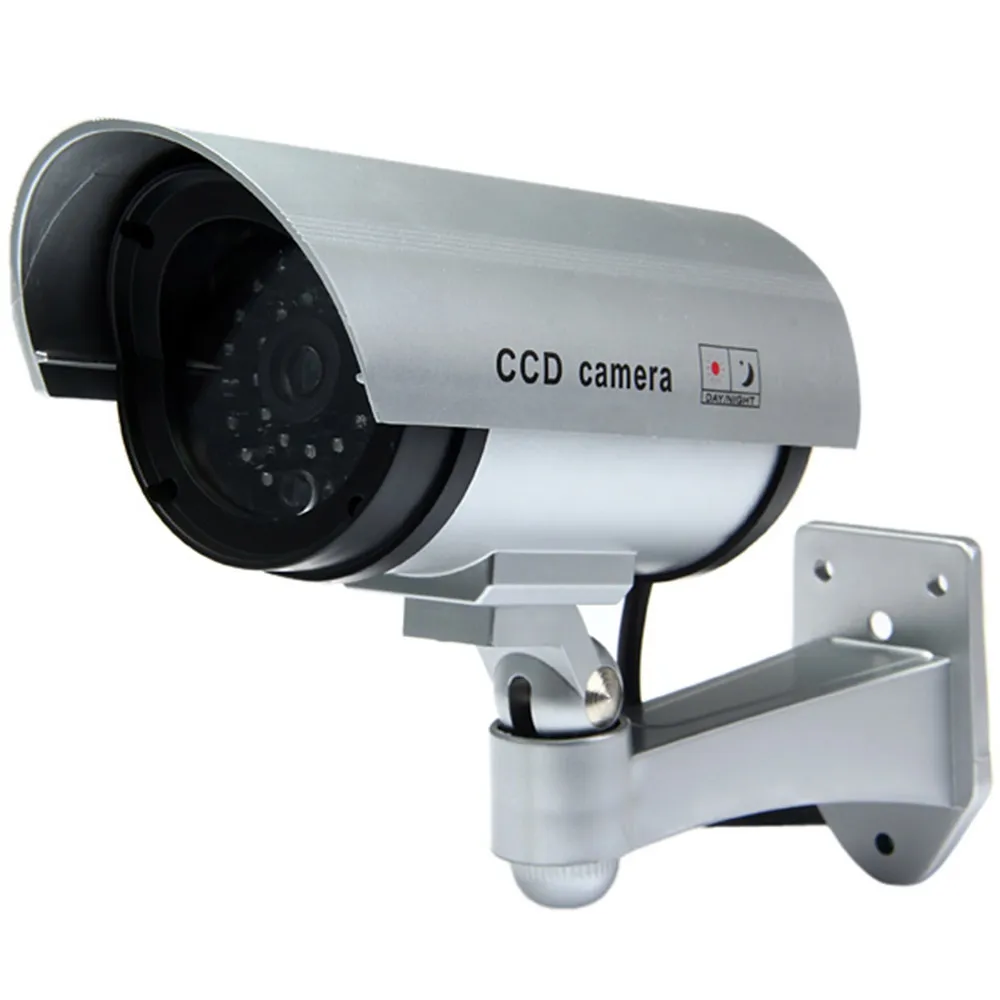 Telecamera IR CCD di sicurezza CCTV fittizia multifunzionale con luce lampeggiante a LED rossa per sorveglianza interna / esterna