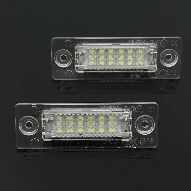 Freeshipping 2st LED-licensplatta Ljusnätet Nummerplatta Ljus för VW / Golf / Jetta / Caddy MK / Passat / Touran / T5 Transporter / Skoda 12V