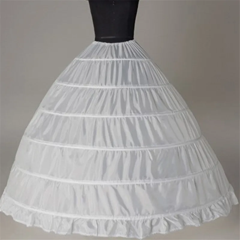 Vit 6 Hoops Petticoat Crinoline Slip Underskirt För Bröllopsklänning Bridal Gown Petticoat Women Bubble Kjol Bröllop Petticoats