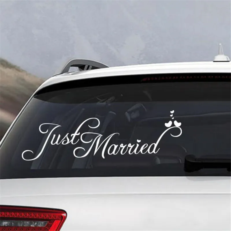Just Married Автомобилей Переводные Картинки Window Наклейки.