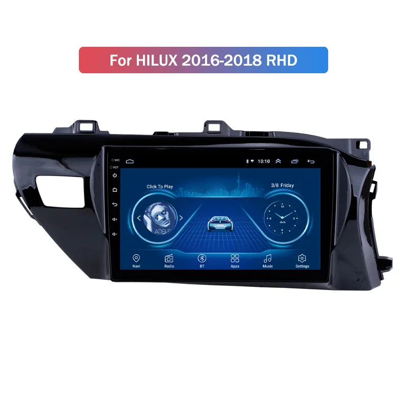 10 Android Car Multimedia Video For Toyota HILUX 2016 2024, RHD Radio, GPS, Bluetooth, HDMI
