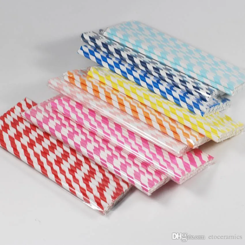 Färgglada Drick Paper Straws Strip Dricka Miljövänligt Drickande Straws Födelsedag Bröllop Dekorativ Party Event Hawaiian Holidays Luau Sticks