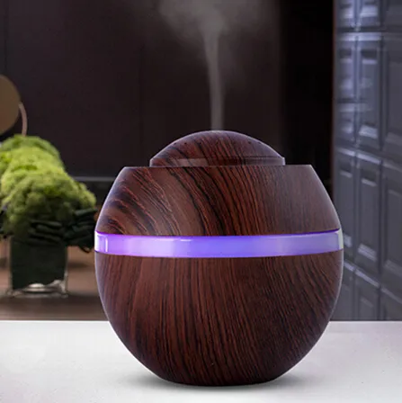 Humidificateur d'air 500ML, nouveau diffuseur d'arôme ultrasonique avec Grain de bois, 7 couleurs changeantes, veilleuse LED, fabrication de brume