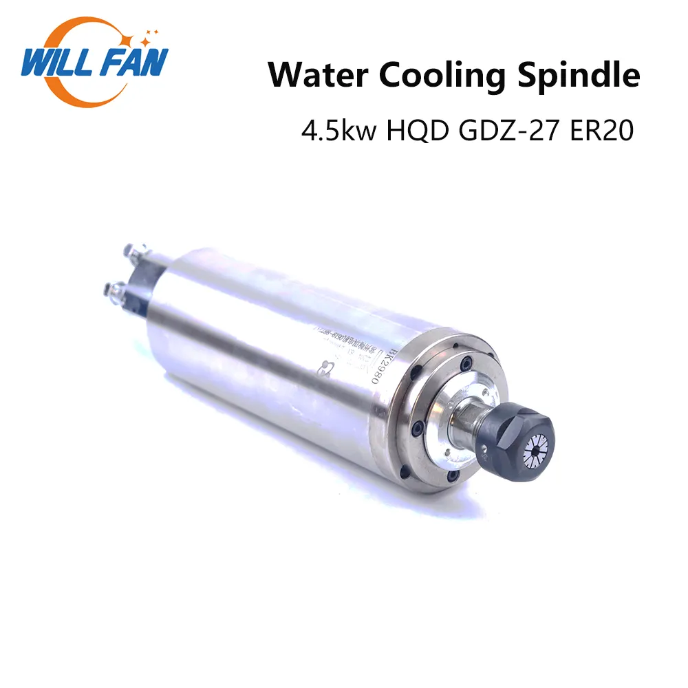 Will Fan HQD GDZ-27 4.5KW Water Cooling Spindle Dia 100x300mm 24000RPM Acrylic MDF Spindle Motor For CNC Roture Machine Parts