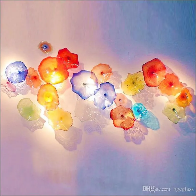 100% Hand Blown Murano Glass Hanging Plates Ceiling Decorative Handmade Blown Glass Pendant Wall Lamps for Living Room Decor