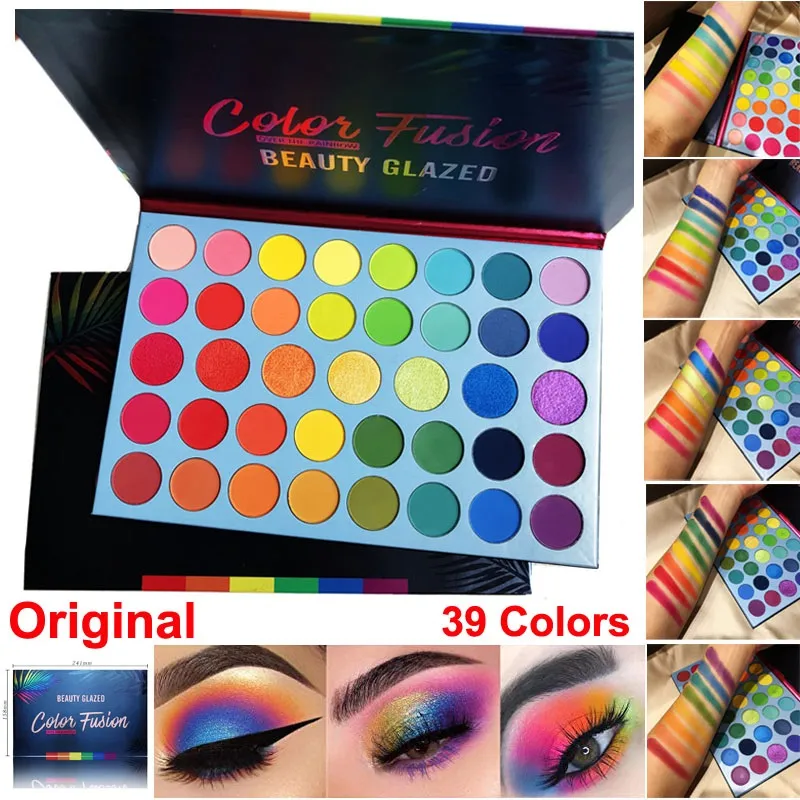 Hot New Makeup Beauty Glazed 39 colors Eyeshadow palette Color Fusion Eye shadow Matte Ultra Shimmer Over the Rainbow palette Pressed Powder