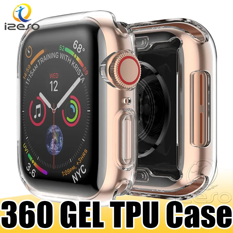 Luxury Clear TPU Case for Apple Watch Series 8 7 6 5 4 3 Gel Soft Front Screen Full Covered Screen Protector 45mm 44m 42mm 41mm 40mm 38mm izeso