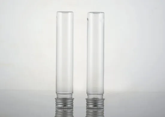Masque transparent de 65ml, 300 pièces, tube PET de test de sel de bain avec capuchon en aluminium, tube cosmétique en plastique transparent de 65cc