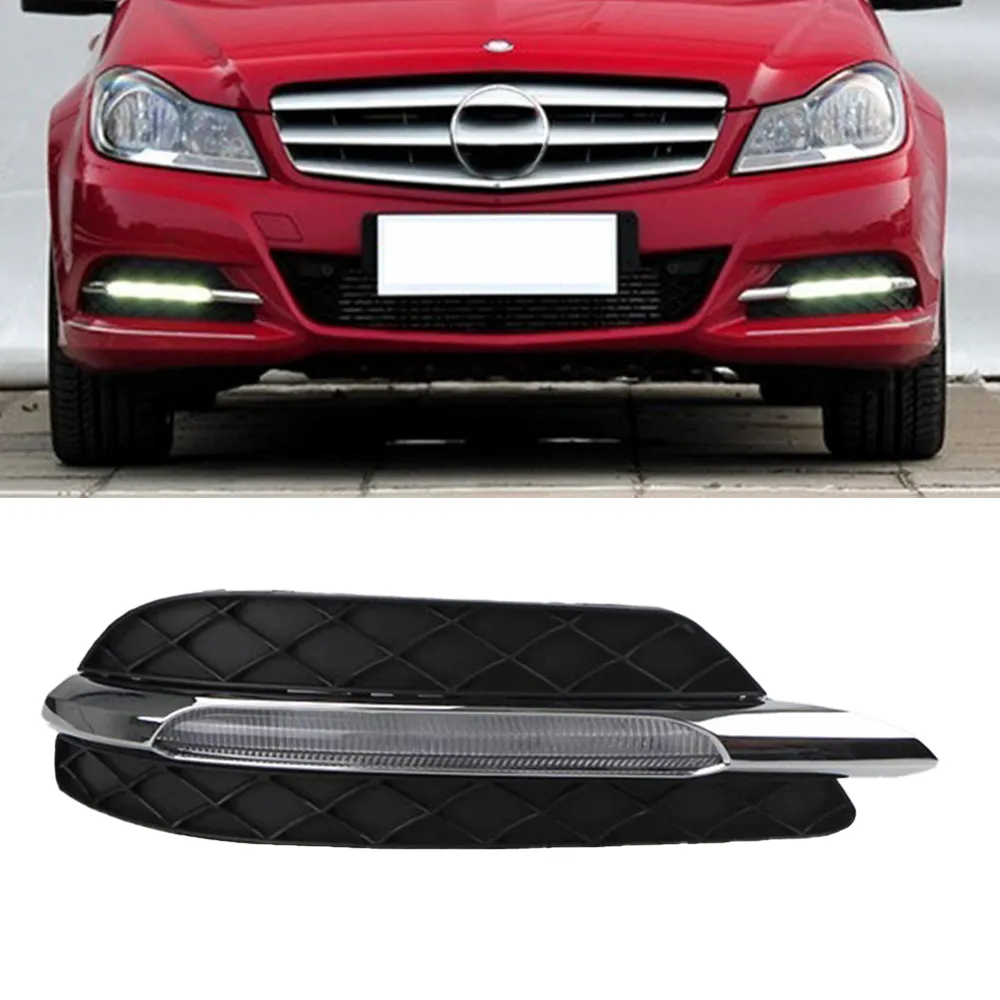 Mercedes Benz W204 C200 C260 C300 DRL Headlights Warm LED Daytime Running Lights With Fog Lamp And Cover From Yangmingxue 200 DHgate.Com