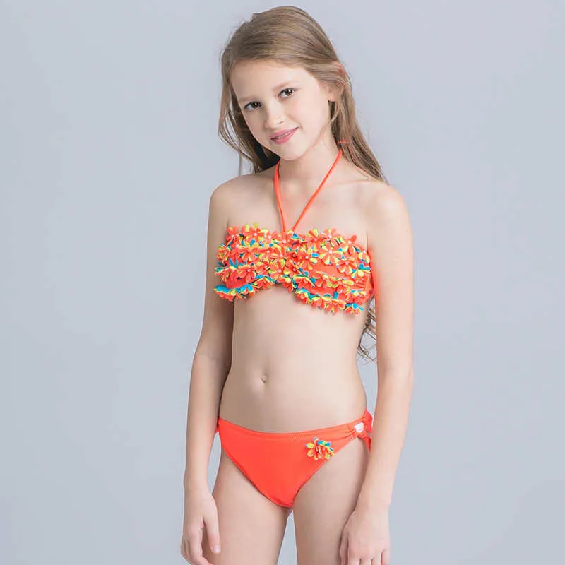 dood pack Nauwkeurig Handgemaakte Bloemen Bikini Meisjes Tweedelige Kinderen Badkleding 2017  Kinderen Badpak Biquini Infantil Schattige Halter Beachwear 3 16 Jaar Van  13,16 € | DHgate