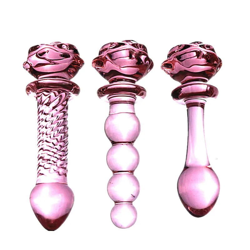 Nouveau Rose Rose Verre Plug Anal Lisse Perles Anales Prostata Massage Verre Butt Plug Adulte Sex Toys pour Femmes Hommes Verre Gode Y191024