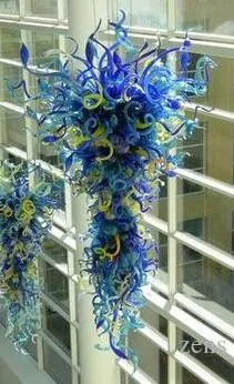 Art Valentines Bleu Longues Lampes Nouveau Design Rustique LED Ampoules Pipe En Verre DIY Lustre En Verre Soufflé Éclairage
