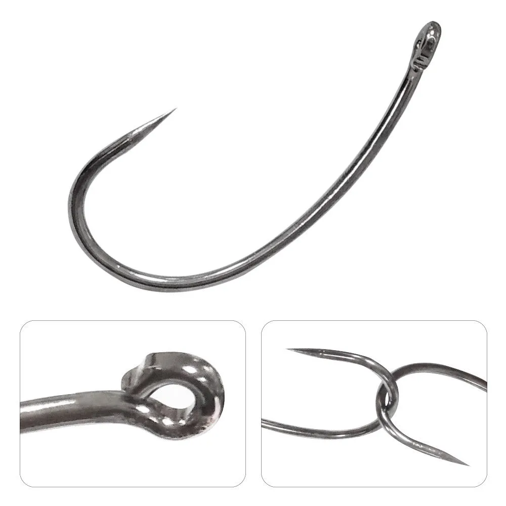 100PCS 8245 Barbless Carp Fishing Hooks Black No Barb Circle Curve Carp  Hair Rigs Fishing Hook Size 2 4 6 8 10