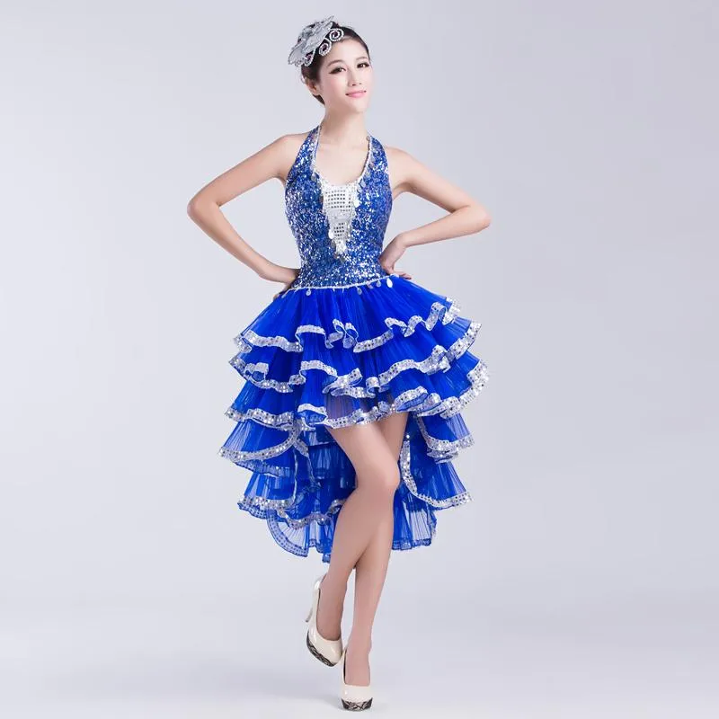 2019 Senaste Designer Women Latin Dance Dress Sequins Dress Performance Clothing Modern Dance Jazz Dance Costumes