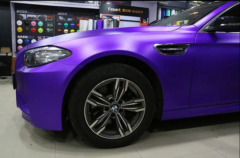 Matte Purple Satin Chrome Car Wrap Vinyl Film DIY Styling Mirror