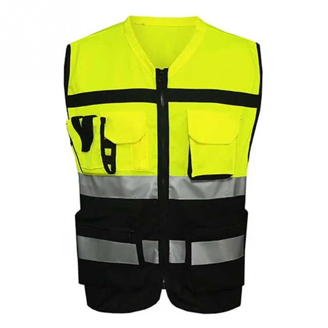 Professional Security Reflective Vest Pockets Design Reflective Vest High Visibility Safety Straps Outdoor Cycling Zip207O