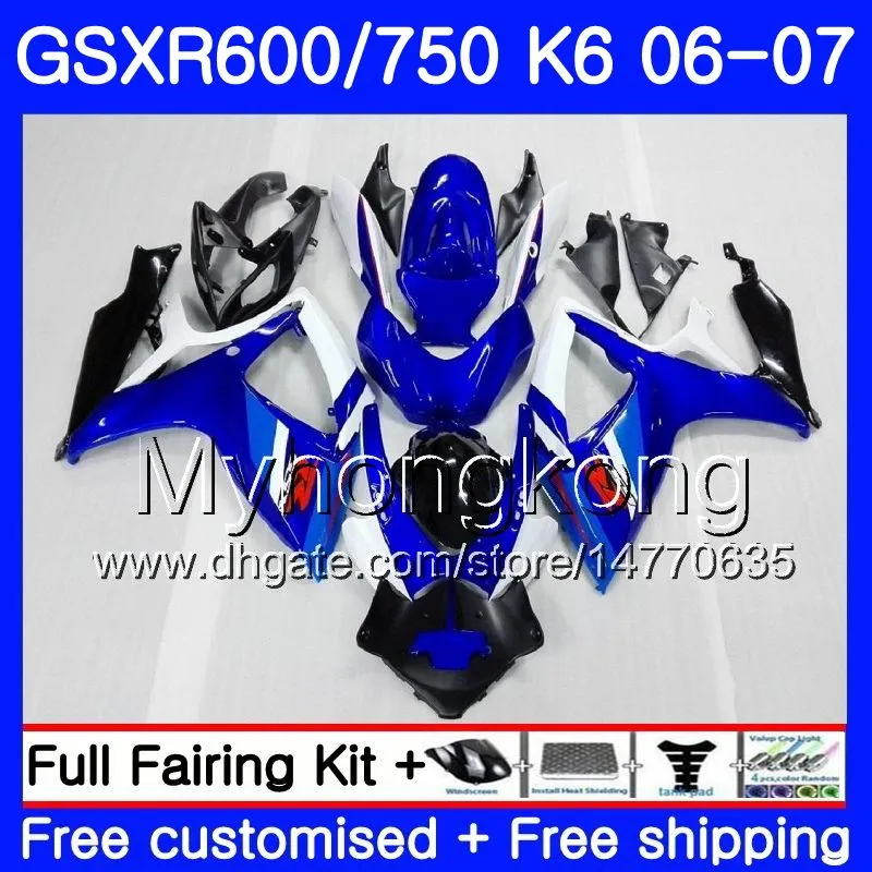 Corps Pour SUZUKI GSXR 750 600 GSX R600 R750 Stock cadre bleu GSXR750 06 07 296HM.8 GSX-R600 06 07 GSXR-750 K6 GSXR600 2006 2007 Kit de carénages