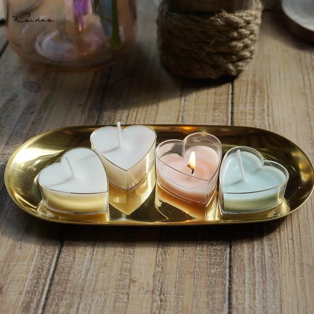 15 stks Clear Plastic Theelicht Kaars Cups / Love Heart Candle Mold Wax Containers voor bruiloft