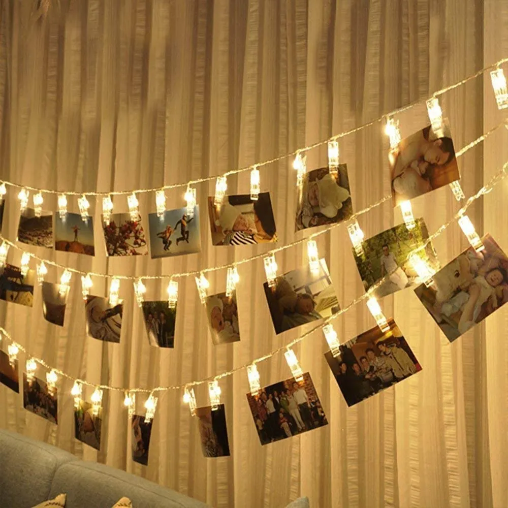 20 LED Photo Clips Luces de cadena para colgar fotos Pantalla de imágenes para dormitorios Dormitorio Hogar Fiesta Decoración del ambiente