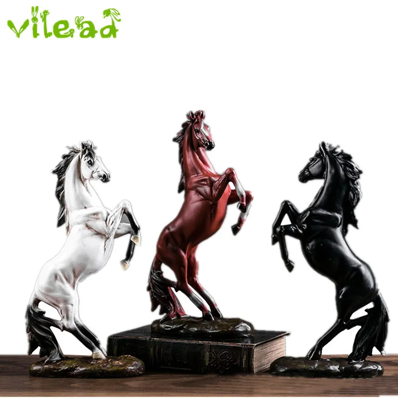 VILEAD Statue de cheval de style européen moderne pour la décoration de la maison de bureau Figurines de cheval en résine Accessoires décoratifs pour la maison Ornement T200703