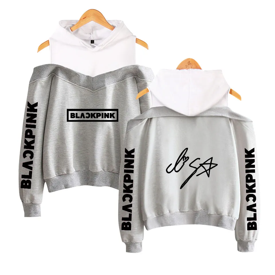 Blackpink off shop shoulder hoodie