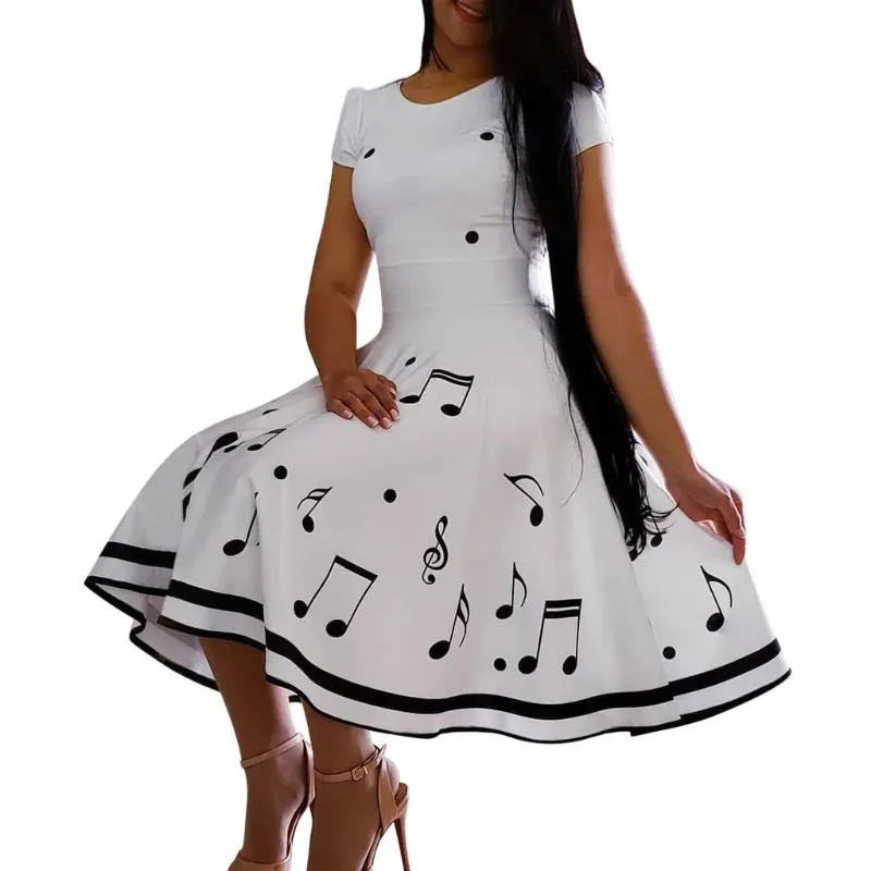 Women Sleeveless O-Neck Fit and Flare Dress Mid-Calf Length White Musical Note Print Summer from Dhgate Basic & Casual Dresses - price 29.89 Women Sleeveless O-Neck Fit and Flare Dress Mid-Calf Length White Musical Note Print Summer from Dhgate Basic & Casual Dresses - price 29.89