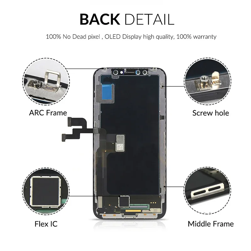 Reemplazo de pantalla para iPhone X de 5.8 pulgadas, pantalla LCD táctil  digitalizador Asamblea con 3D Touch y herramientas de reparación completa