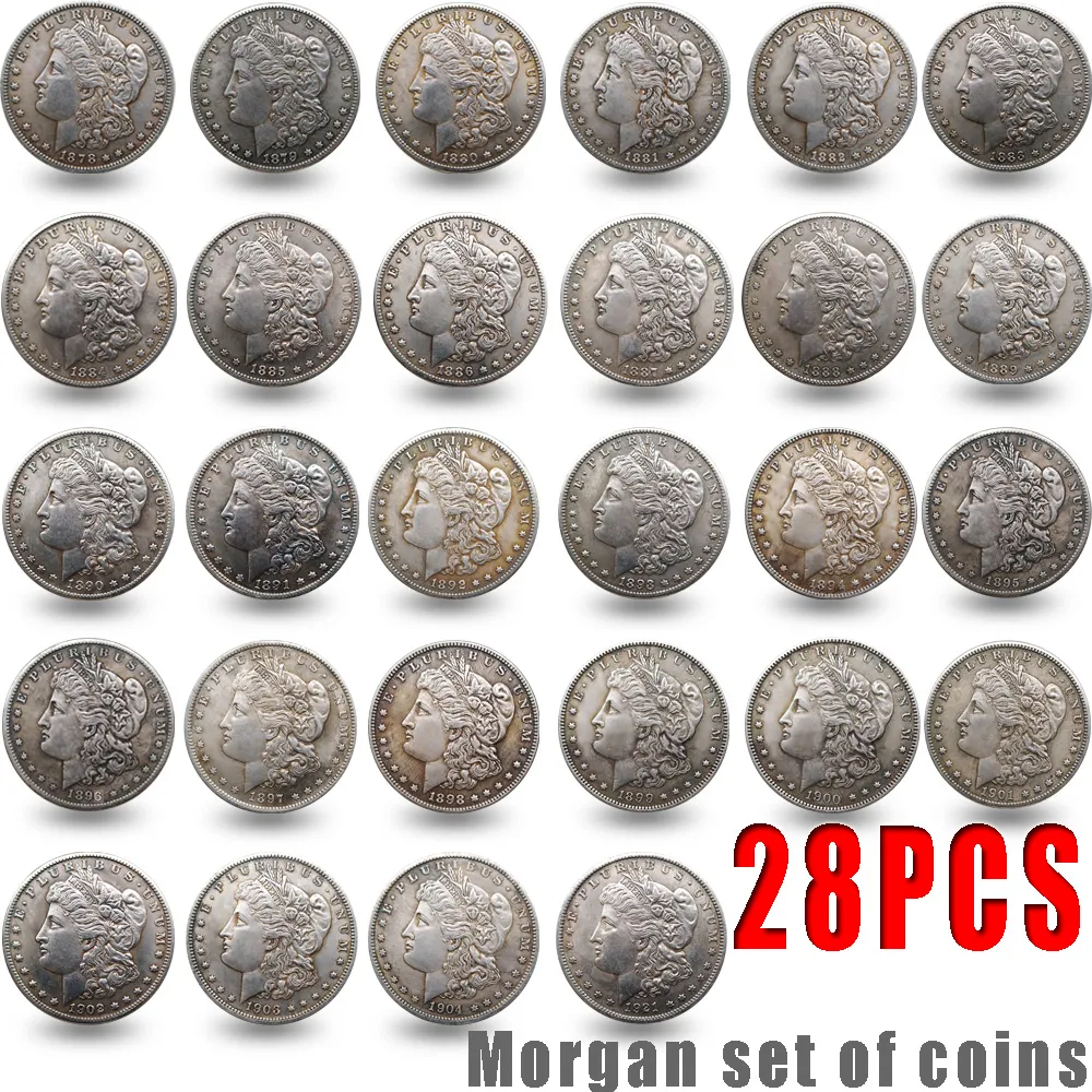 28 stks VS1887-1921 Copy Coins Morgan Coin Plating Silver Art Collection