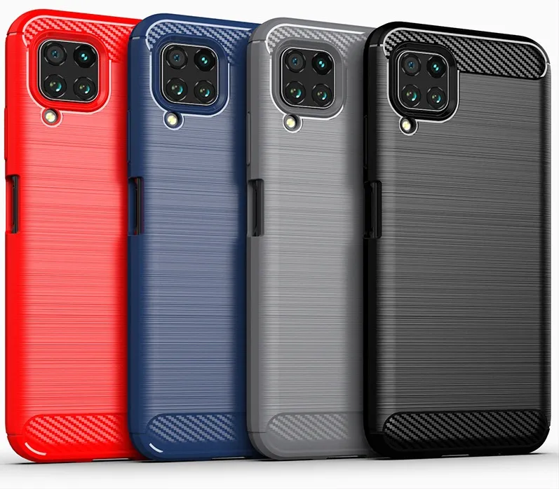 Coque en TPU brossé avec armure mince, Texture en Fiber de carbone, pour Huawei Nova 6 SE Honor V30 PRO P Smart 2020, 280 pièces/lot