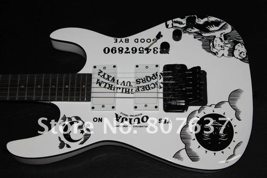 Vente en gros - Nouvelle arrivée de coquilles incrustées Guitare électrique de haute qualité Nouvelle arrivée KH-2 Kirk Hammett Ouija Guitare d'opéra NOIRE avec ébène entier