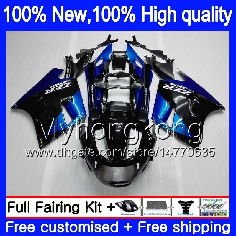 ZZR-1100 para KAWASAKI ZX11 ZZR 1100 1993 1994 1995 1996 1997 208MY.8 ZZR1100 ZX 11R ZX-11R 93 01 ZX11R 93 94 95 96 97 Carenado Azul intenso negro