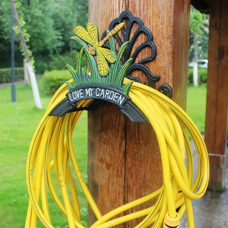 Dragonfly Iron Hose Holder Wall Mounted Garden Decor With Cast Iron