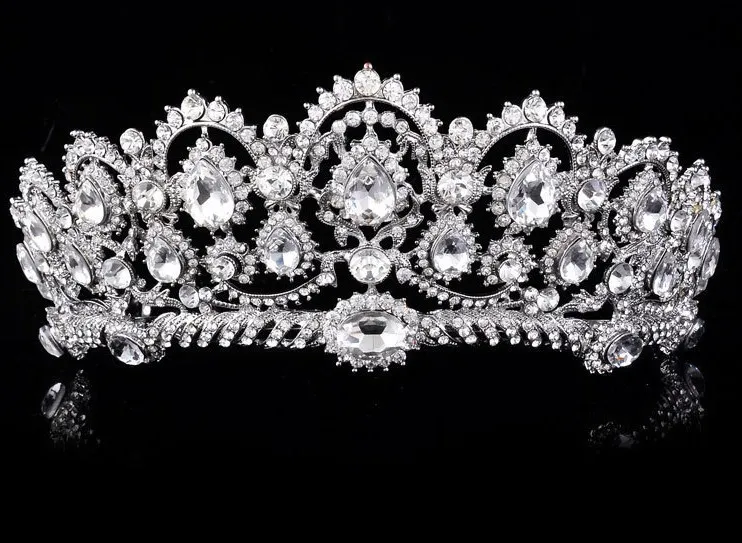 Luxurious Sparkle Pageant Crowns Rhinestones Wedding Bridal Crowns Bridal Jewelry Tiaras & Hair Accessories shiny bridal tiaras