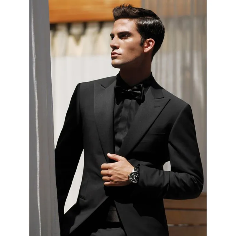 Black Coat Pant Design Mens Suits Groom Tuxedo Slim Fit Custom 2 Piece Prom Men Passar Terno Masculino