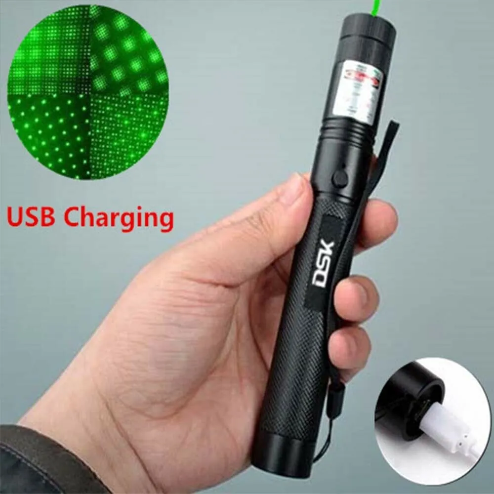 USB laser rechargeable, green with USB charging