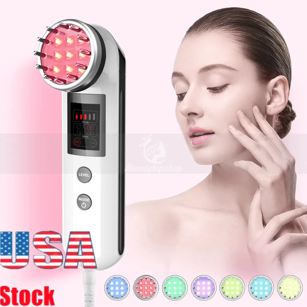 Facial Daily Skin Care Device - 7 Färg LED Photon Light Micro Aktuell terapi - All typ av hud mjuk rosa