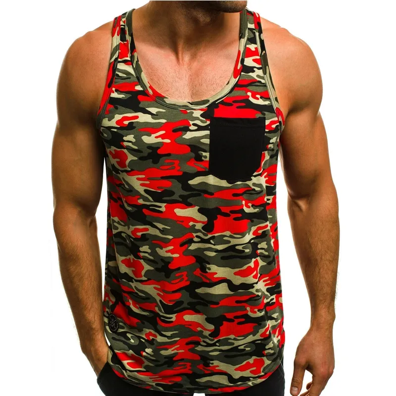 New Mens Muscle Sleeveless Tank Top Man Workout Camo Slim Fit Tee Bodybuilding Sportswear Casual Fitness Vests Summer Tops Male331s