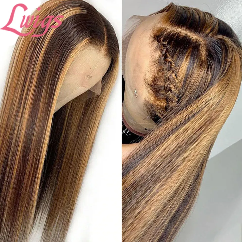 lwigs-13x6-Ombre-Lace-Front-Human-Hair-Wigs-Pre-Plucked-With-Baby-Hair-Colored-Highlight-Straight