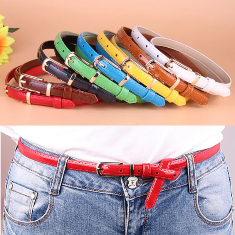 Femmes ceinture en cuir PU 1.4*104 CM 8 couleurs étudiant boucle ardillon ceintures fille ceinture mode ceinture ceintures jeans sangle pour cadeau de noël