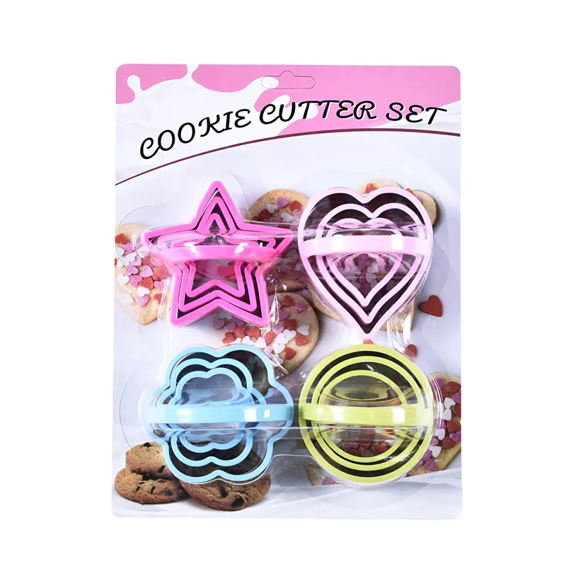 Baking Mould Star Heart Flower Cutter 12pcs/set Stainless Steel Cookies Mould Fruit Bread Cutter Biscuit DIY Mold