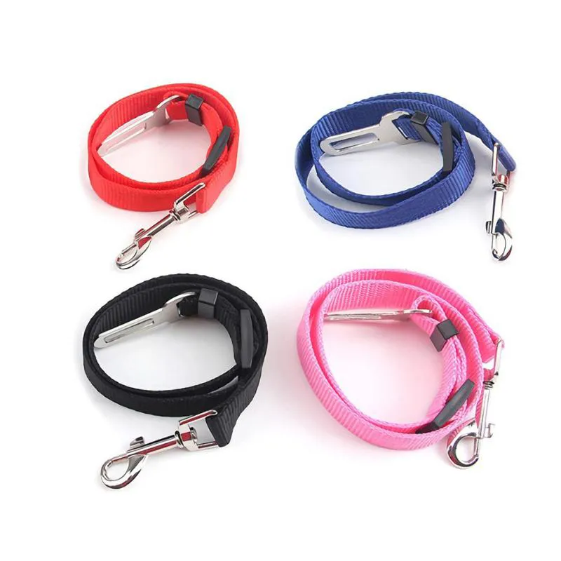 4 couleurs chat chien voiture sécurité ceinture de sécurité harnais réglable pour animaux de compagnie chiot chiot véhicule ceinture de sécurité laisse de plomb pour chiens ceintures de sécurité sûres plomb Tracti