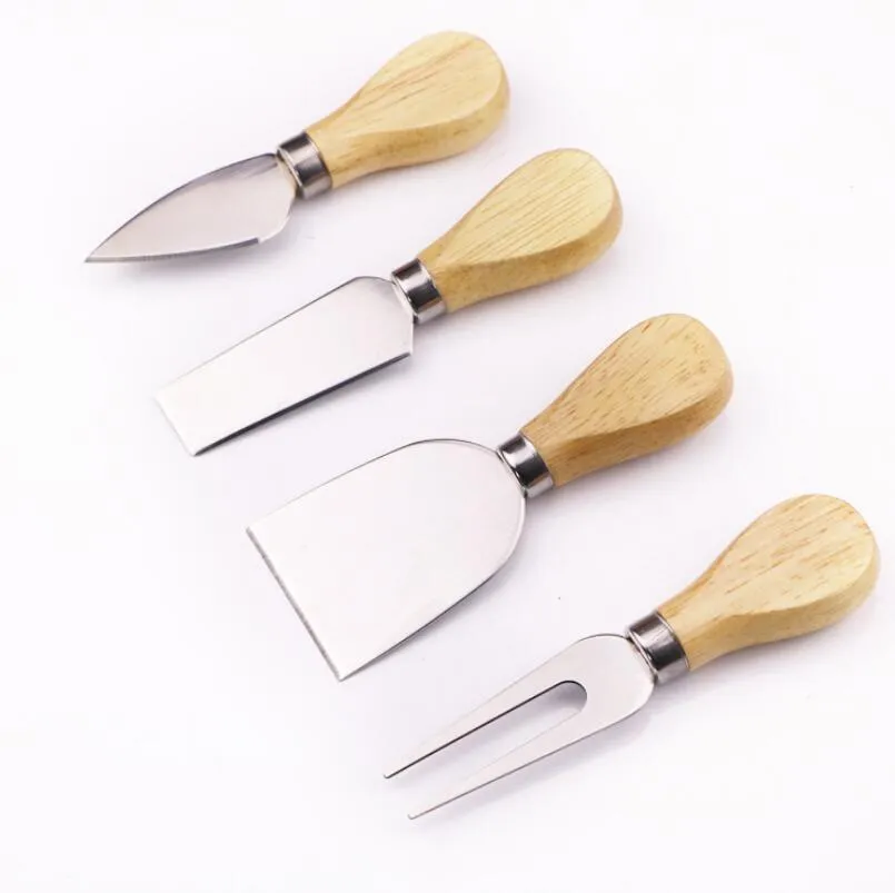 4 Pcs Set Cheese Knives with Wood Handle Steel Stainless Cheese Slicer Cheese Cutter Kitchen Knives LX7099