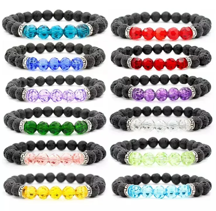 8MM Volcanic Spherical Crystal Beads Multicolored Bead Crystal Bracelet The Best Gift for Valentine's Day 12 COLORS