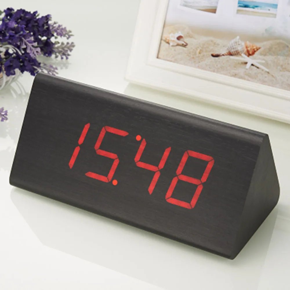 Reloj de madera de madera moderna de madera nueva versión electrónica digital del reloj del escritorio LED de indicación de tiempo para Oficina Dormitorio Home Kids