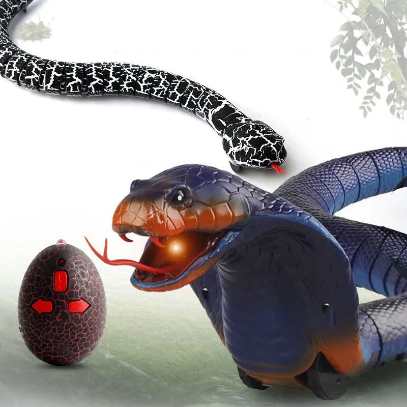 Serpiente de control remoto recargable de simulación RC serpiente juguete  de 17 pulgadas de largo falso cobra animal truco aterrador juguete para